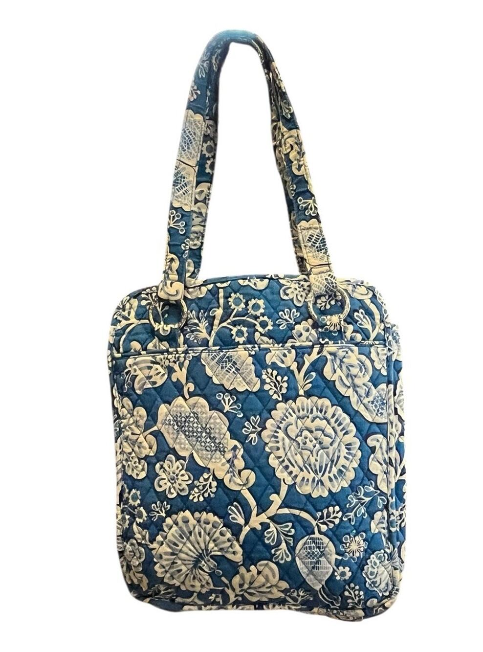 Vera Bradley Blue Lagoon Laptop Tote Bag Purse Retired Double Handled